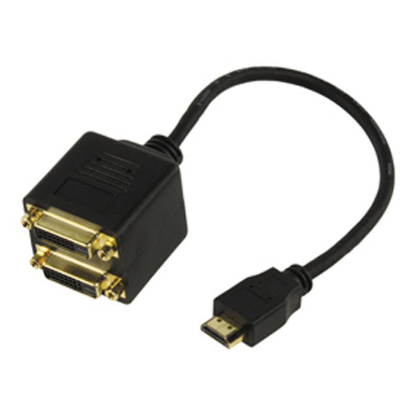 Cable repartiteur hdmi mâle vers 2 x dvi d femelles plaque or cable 565 ECLATS DESTOCKAGE