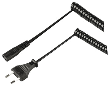 Câble spirale alimentation à prise européenne mâle droit iec-320-c7 2m spiralle vlep11042b20 PCGP11042BK20 ECLATS DESTOCKAGE
