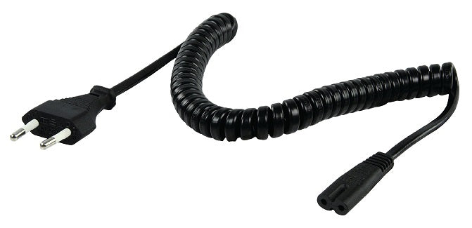 Câble spiralle alimentation prise européenne mâle droit 2m noir vlep11042b20 ECLATS DESTOCKAGE