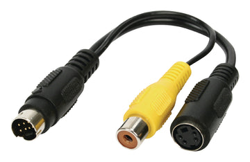 Cable s-video mini din à 7 broches mâle - s-video femelle + rca femelle video 0.10 m noir ECLATS DESTOCKAGE