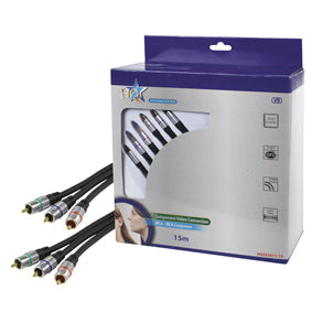 Cable video component haute qualite yuv hqss3811/15 3 rca mâle 3 rca mâle cordon blinde 15m ECLATS DESTOCKAGE
