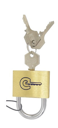 Cadenas laiton 50mm securisee vol 3 clefs fermeture ouverture verrou ECLATS DESTOCKAGE