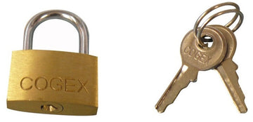 Cadenas sécurité verrous fermeture 25mm laiton 2 clefs antivols serrures cogex 080104 ECLATS DESTOCKAGE