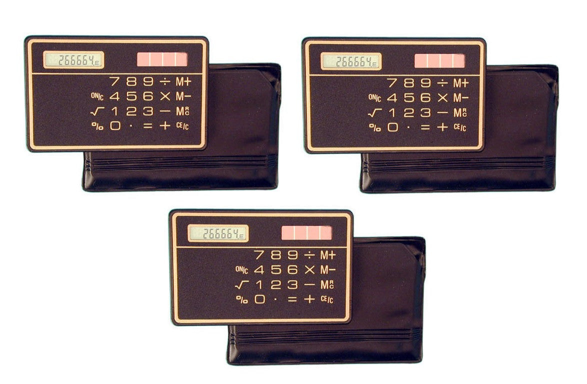 3 Calculatrice electronique solaire calculette carte de credit mince voyage compact ECLATS DESTOCKAGE