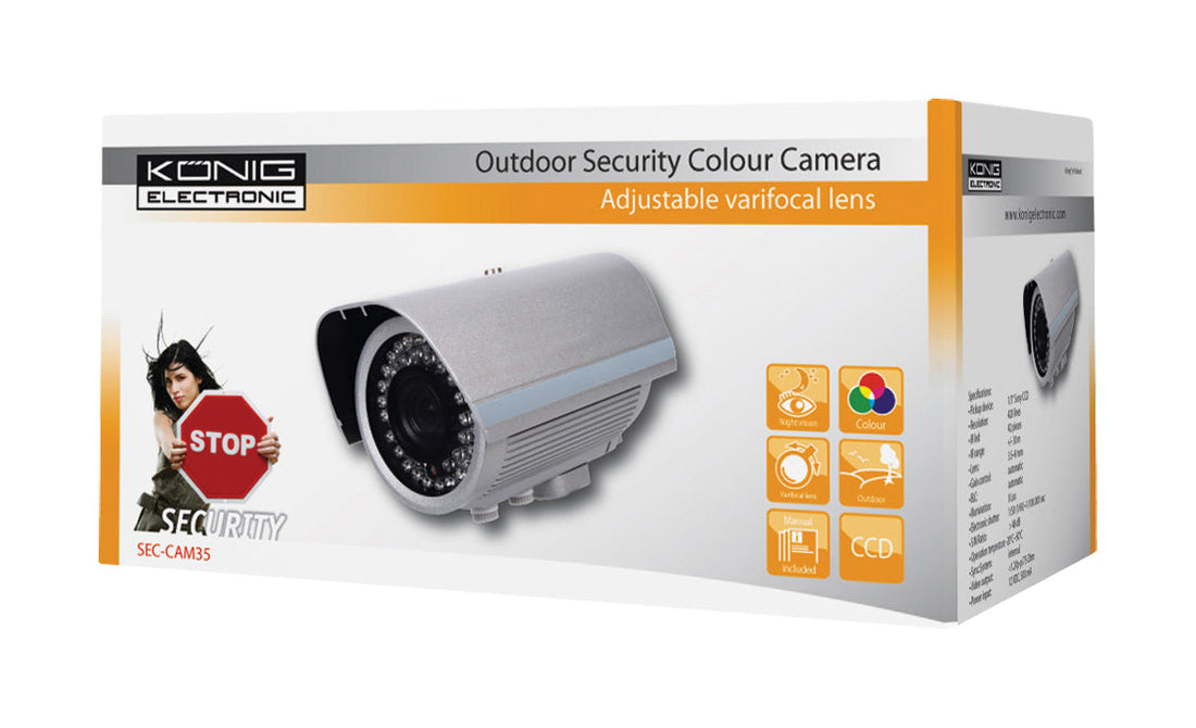 Camera cctv video couleur d exterieur könig sec cam35 securité surveillance coffret metal ECLATS DESTOCKAGE