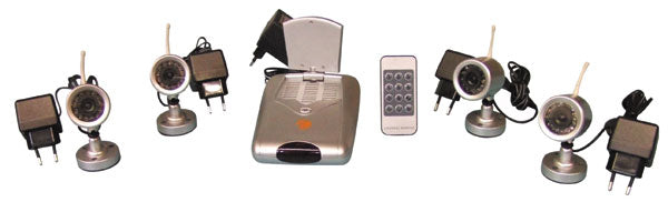 Camera surveillance video couleur etanche 12v 1/4 objectif 4 cameras 1 recepteur video surveillance ECLATS DESTOCKAGE