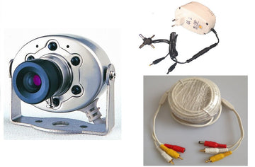 Camera surveillance video en continu couleur 12v + alim 220v + cordon rca 10m objectif surveillance ECLATS DESTOCKAGE