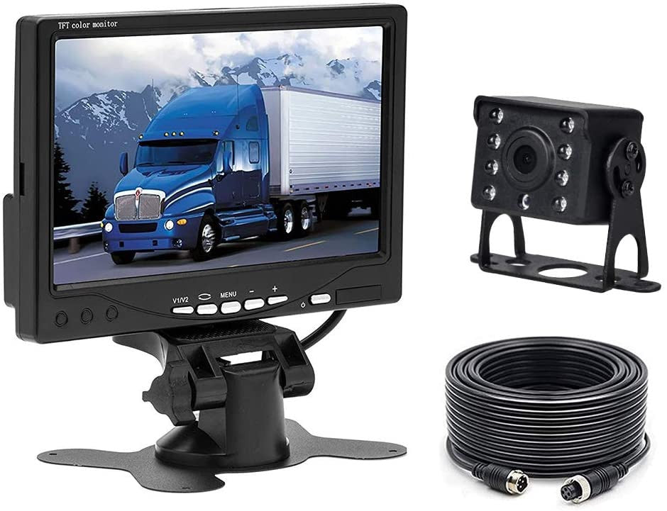 Camera video couleur 12V 24V + Moniteur video 7p 18cm 12v 24v + cable 10m 4 pin bus camion auto ECLATS DESTOCKAGE