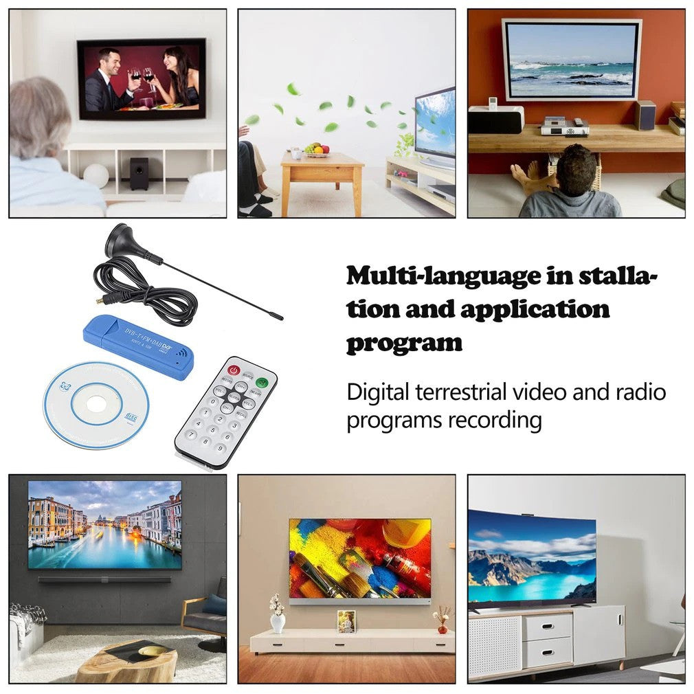 Clé TNT hd usb récepteur HDTV tuner DVB decodeur terminal reception television telecommande antenne ECLATS DESTOCKAGE