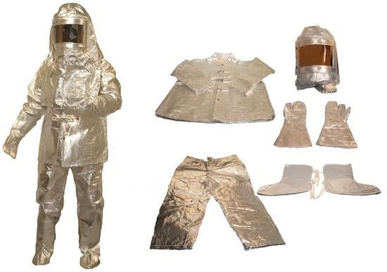 Combinaison aluminium chaleur 500° + casque gant protege chaussure 600° 700° 800° 900°c en 531 ECLATS DESTOCKAGE