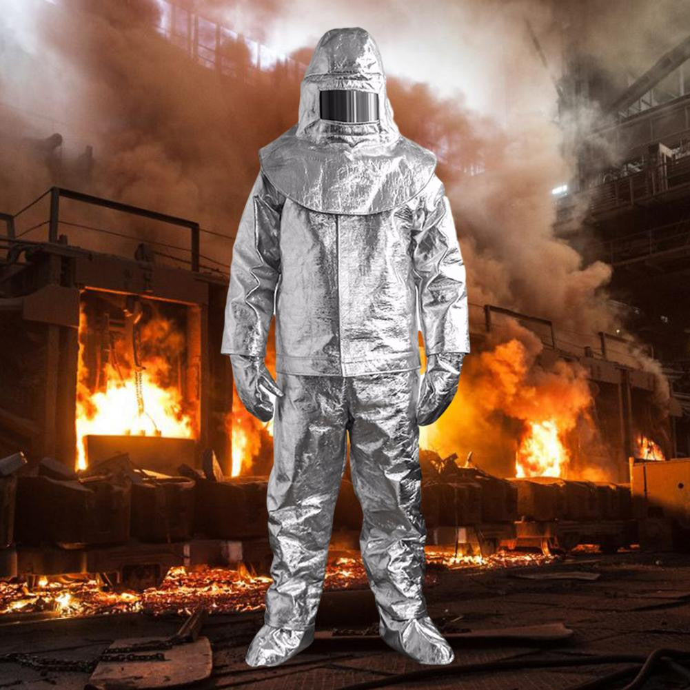 Combinaison aluminium chaleur protection 1000° + casque gant protege chaussure en 531 size L ECLATS DESTOCKAGE
