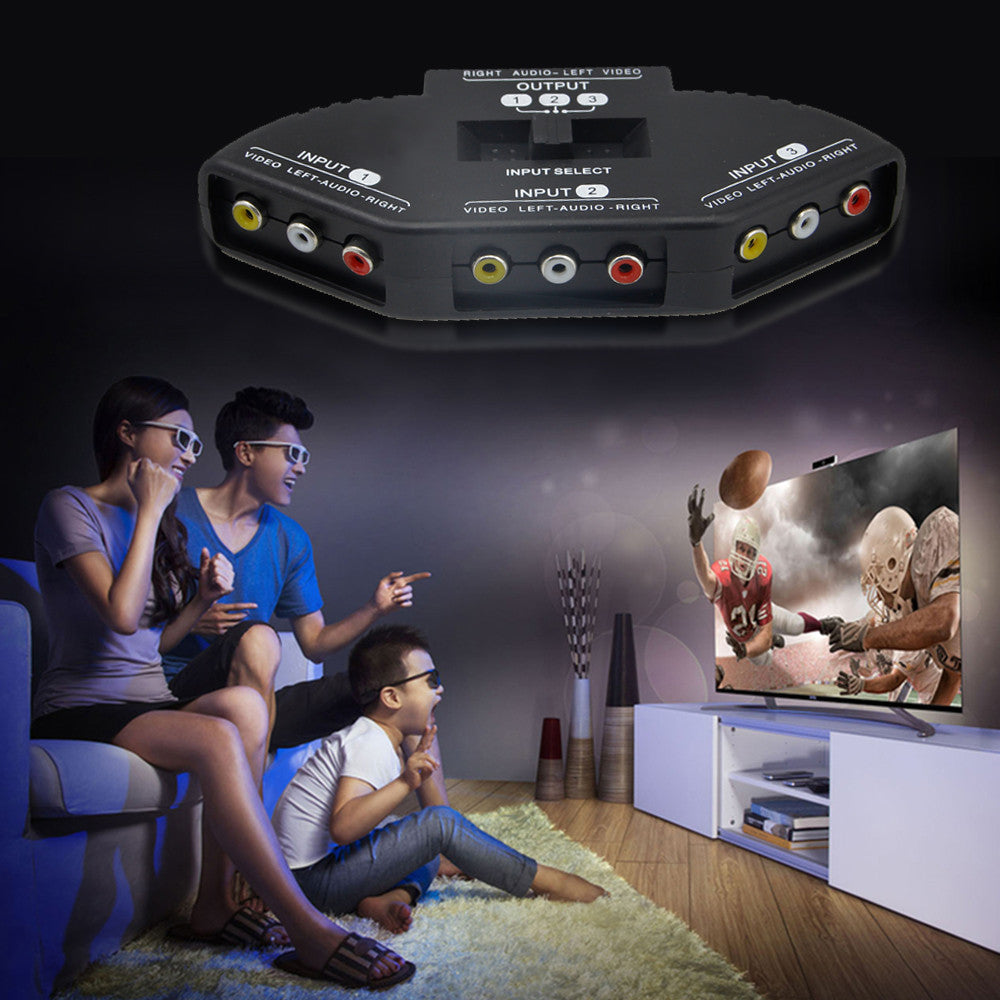 Commutateur repartiteur audio video rca 3 voies 6 a coupleur 3 canaux - ECLATS DESTOCKAGE