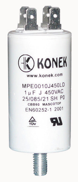 Condensateur 1 mf 1mf micro farad 450v CBB60 condo demarrage moteur cosse w1-11000 - ECLATS DESTOCKAGE
