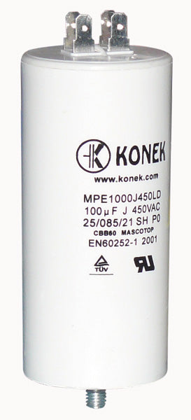Condensateur 100mf 100 mf micro farad 450v condo demarrage moteur 100uf 6.3mm m8 50/60 hz cbb60 - ECLATS DESTOCKAGE