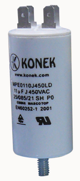 Condensateur 10.5 11µf 11.5 µf micro farad 400v 450v 500v moteur double cosse faston 6.3mm cbb60 - ECLATS DESTOCKAGE