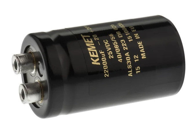 Condensateur 22 000µf micro farad 25v 22KMF KEMET série ALS30 c106 36 (Dia.) x 62mm condo capacite demarrage cdc10625v22kmf - ECLATS DESTOCKAGE
