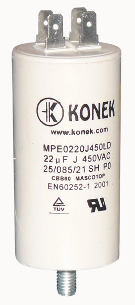Condensateur 22µf 22 mf micro farad 450v cbb60 condo demarrage moteur double cosse faston 6.3mm m8 - ECLATS DESTOCKAGE