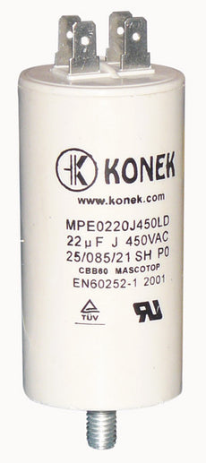 Condensateur 22µf 22 mf micro farad 450v cbb60 condo demarrage moteur double cosse faston 6.3mm m8