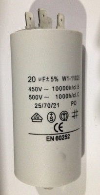 Condensateur 450v 20  uf mf micro farad 50 60 hz demarrage moteur TF55FRANCIA - 9210008F7 (THOMSON) - ECLATS DESTOCKAGE