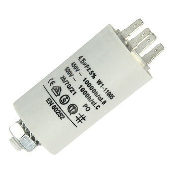 Condensateur 4,5uf 5uf 4.5 uf 450v fixation écrou central pour moteur cd255 candy lv138rb rosieres - ECLATS DESTOCKAGE
