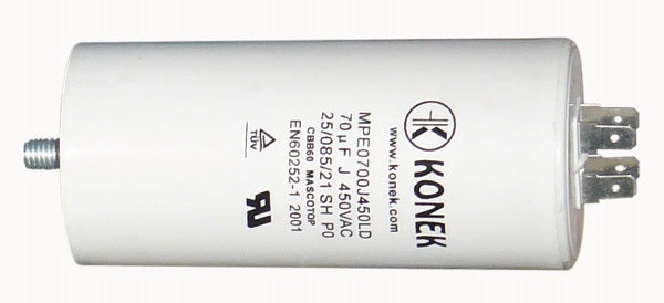 Condensateur 70µf micro farad demarrage moteur double cosse faston 6.3mm m8 450v ECLATS DESTOCKAGE