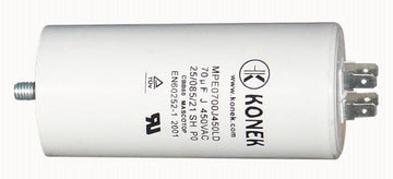 Condensateur 70µf micro farad demarrage moteur double cosse faston 6.3mm m8 450v ECLATS DESTOCKAGE