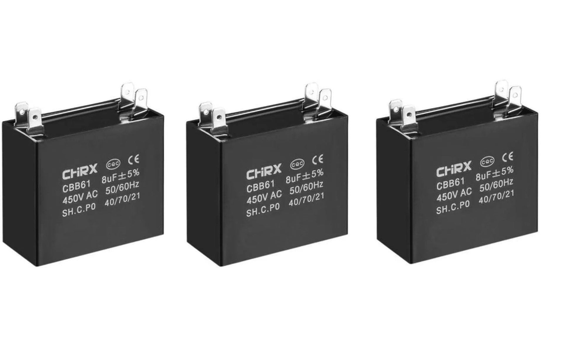 3 Condensateur 4 bornes 8uf 8µf 8 µf uf micro farad 450v cbb61 500v ac rectangle moteur ventilateur 50/60Hz ECLATS DESTOCKAGE