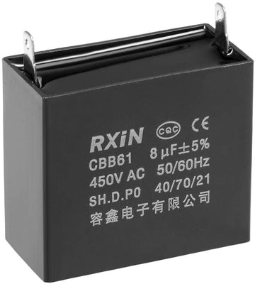 Condensateur 2 bornes 8uf 8µf 8 µf uf micro farad 450v cbb61 500v ac rectangle moteur ventilateur 50/60Hz ECLATS DESTOCKAGE