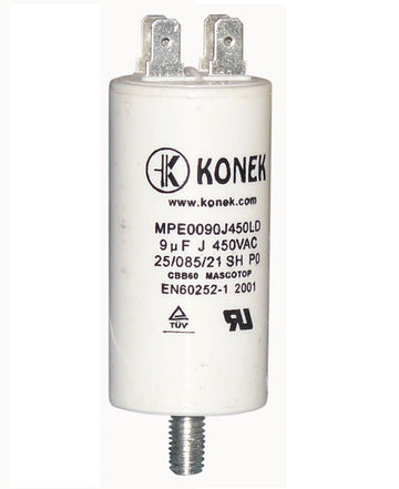 condensateur 9mf 9 mf micro farad 450v cbb60 condo demarrage moteur double cosse faston 6.3mm 50/60 hz - ECLATS DESTOCKAGE