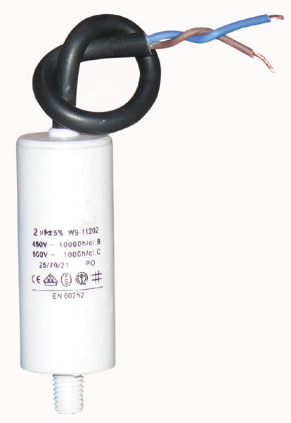 Condensateur a fil 2mf 2uf 2 mf uf micro farad 450v condo cbb60 cable demarrage moteur electrique - ECLATS DESTOCKAGE