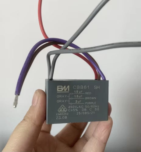 Condensateur cbb61 1.5uf+1.5uf+2uf 5 fil 250v 300v pour ventilateur plafond 1.5mf+1.5mf+2mf ECLATS DESTOCKAGE
