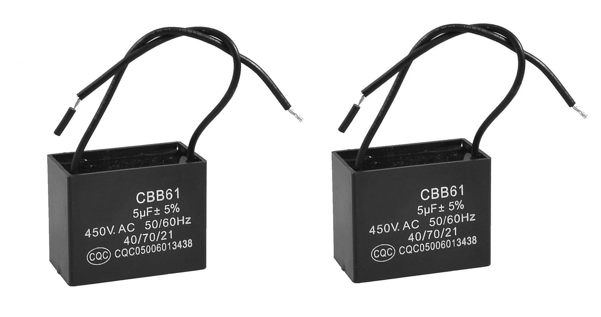 2 Condensateur cbb61 5uf 5mf 5 mf uf micro farad 250v 450v 500v ac rectangle demarrage moteur ventilateur ECLATS DESTOCKAGE