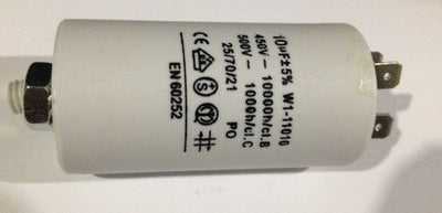 Condensateur de démarrage 10µf 10 mf µf micro farad 400v 450v 500v cosses faston 6.3 vis m8 - ECLATS DESTOCKAGE