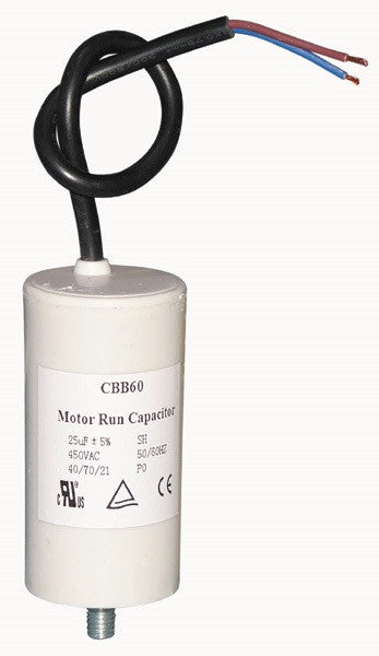 Condensateur permanent 25 uf mf micro farad a fils condo 400v 500v à cable pour moteur - ECLATS DESTOCKAGE