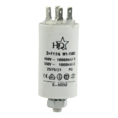 Condensateur permanent 3 µf uf 3µf mf micro farad 3uf 450v double cosses faston 6.3mm vis m8 - ECLATS DESTOCKAGE