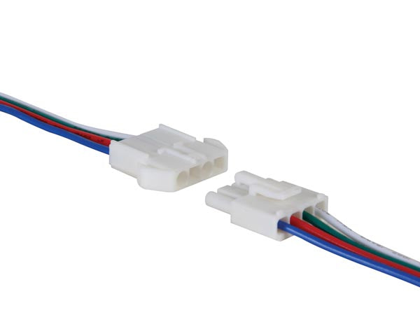 Connecteur 4 contacts male et femelle avec cable 50cm 24vcc 5a maxi cablage rvb led  lcon13 ECLATS DESTOCKAGE