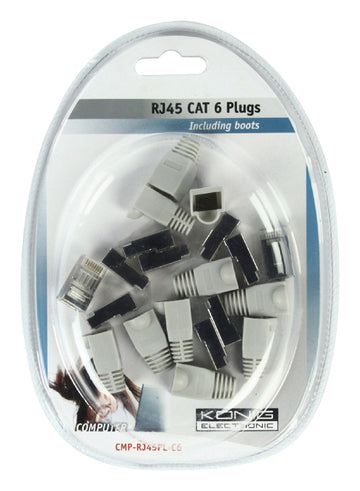 Connecteur RJ45 CAT6 male avec manchon (10 pieces) raccord informatique réseau lan ECLATS DESTOCKAGE