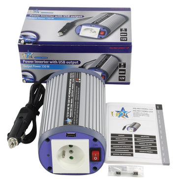 Convertisseur 12v 220v 150w + USB avec plot terre 230v 240v - ECLATS DESTOCKAGE