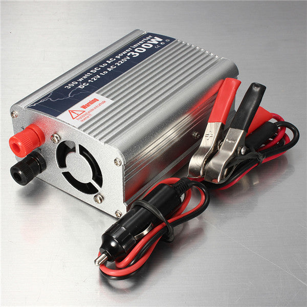 Convertisseur 12v vers 220v usb 300w 600w en crête 230v 240v fiche pinces crocodiles - ECLATS DESTOCKAGE