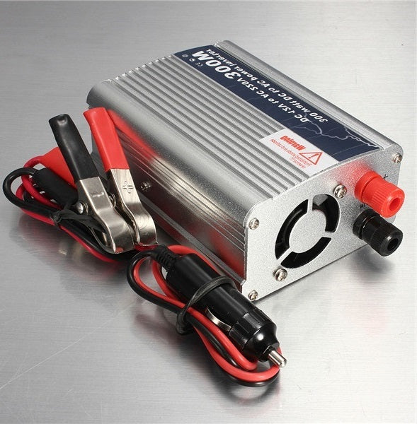 Convertisseur 300w 12v vers 220v usb 600w en crête 230v 240v fiche pinces crocodiles - ECLATS DESTOCKAGE