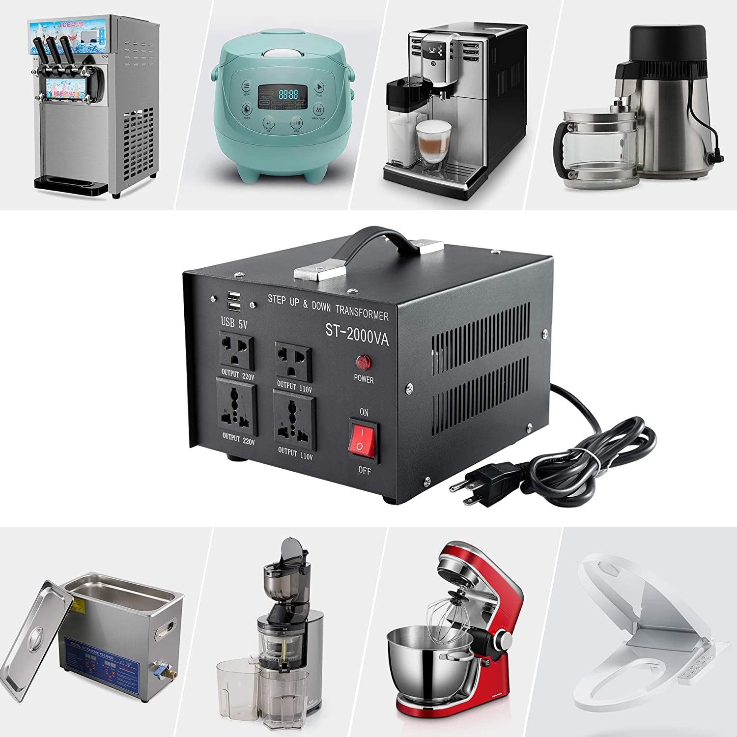 Convertisseur electrique reversible 220v 110v 2kw 2000w LLD2000D changeur 220/110vca 230v 115v ECLATS DESTOCKAGE