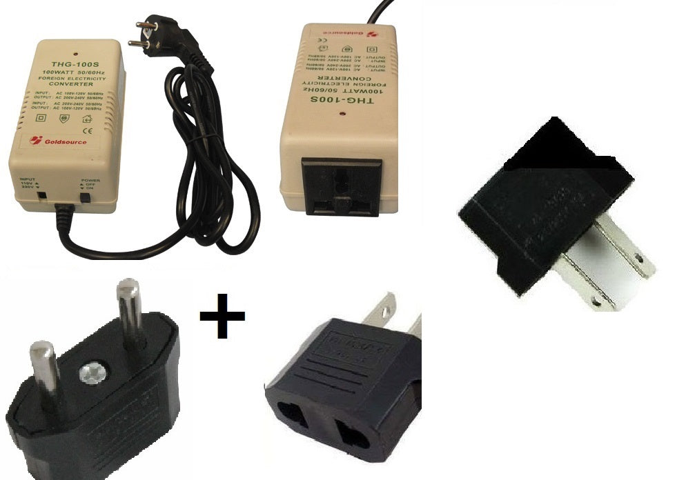 Convertisseur reversible 220v 110v 100w 110/220 + 3 adaptateurs voyage ada1 adaus1 adaau - ECLATS DESTOCKAGE