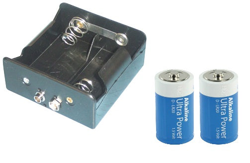 Coupleurs de 2 piles lr20 avec contacts a pression bh121b + 2 piles r20 type d am1 13a e95 mn1300 - ECLATS DESTOCKAGE