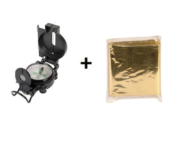 Couverture de survie protection film or froid chaleur + boussole look militaire loupe pliable ECLATS DESTOCKAGE