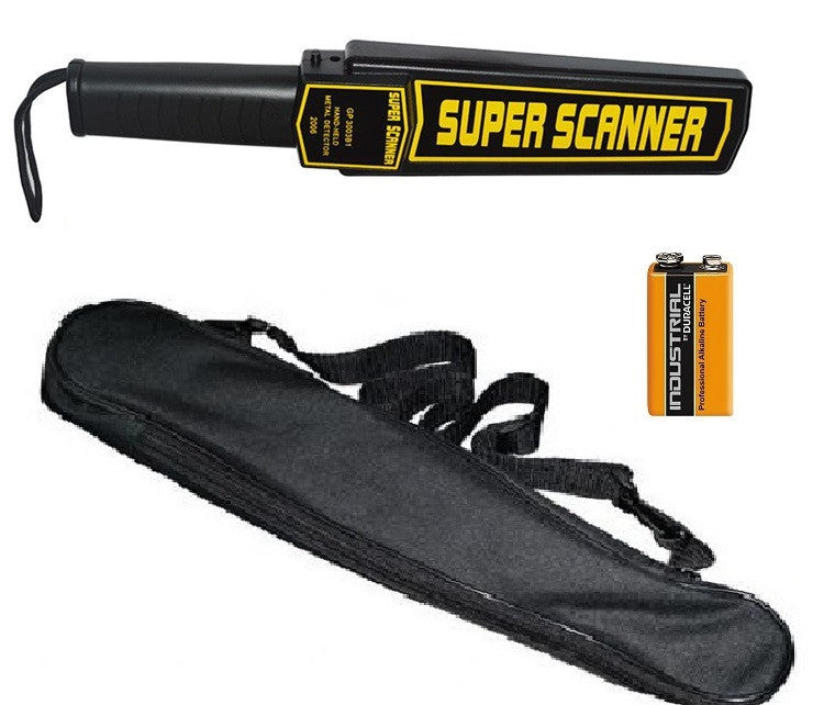 Détecteur de métaux + housse bandouliere securite + pile Super scanner fouille 1165180 ECLATS DESTOCKAGE