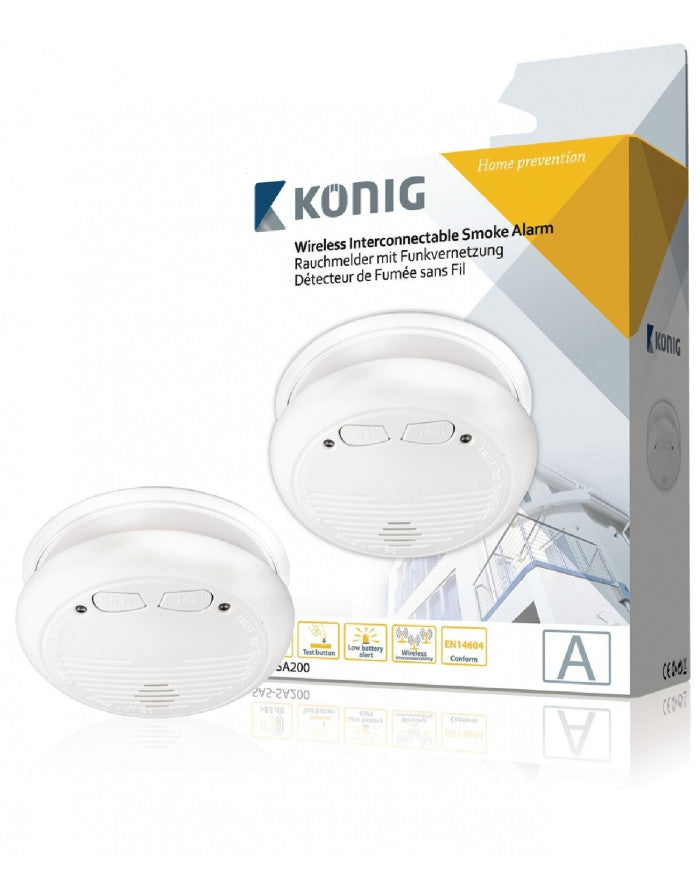 Detecteur sans fil en14604 + piles detection fumee incendie rf 433mhz alarme feu radio ECLATS DESTOCKAGE