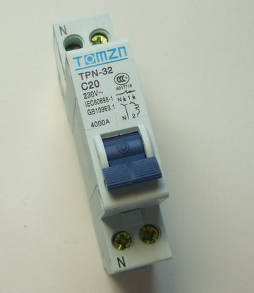 Disjoncteur modulaire bipolaire dpn 1p n calibre 20a 4.5ka 230v rail din 1 phase + neutre ECLATS DESTOCKAGE