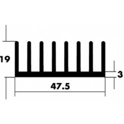 Dissipateur radiateur aluminium noir peigne dim: 47.5x10x3mm long: 1000mm qurawa4101000 ECLATS DESTOCKAGE