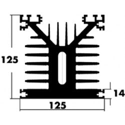 Dissipateur radiateur forte dissipation aluminium noir 125x125x200 mm semelle 14mm  qurawa820200 ECLATS DESTOCKAGE