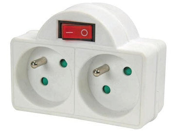 Double prise 220v interrupteur terre française alimentation eb2sw ECLATS DESTOCKAGE
